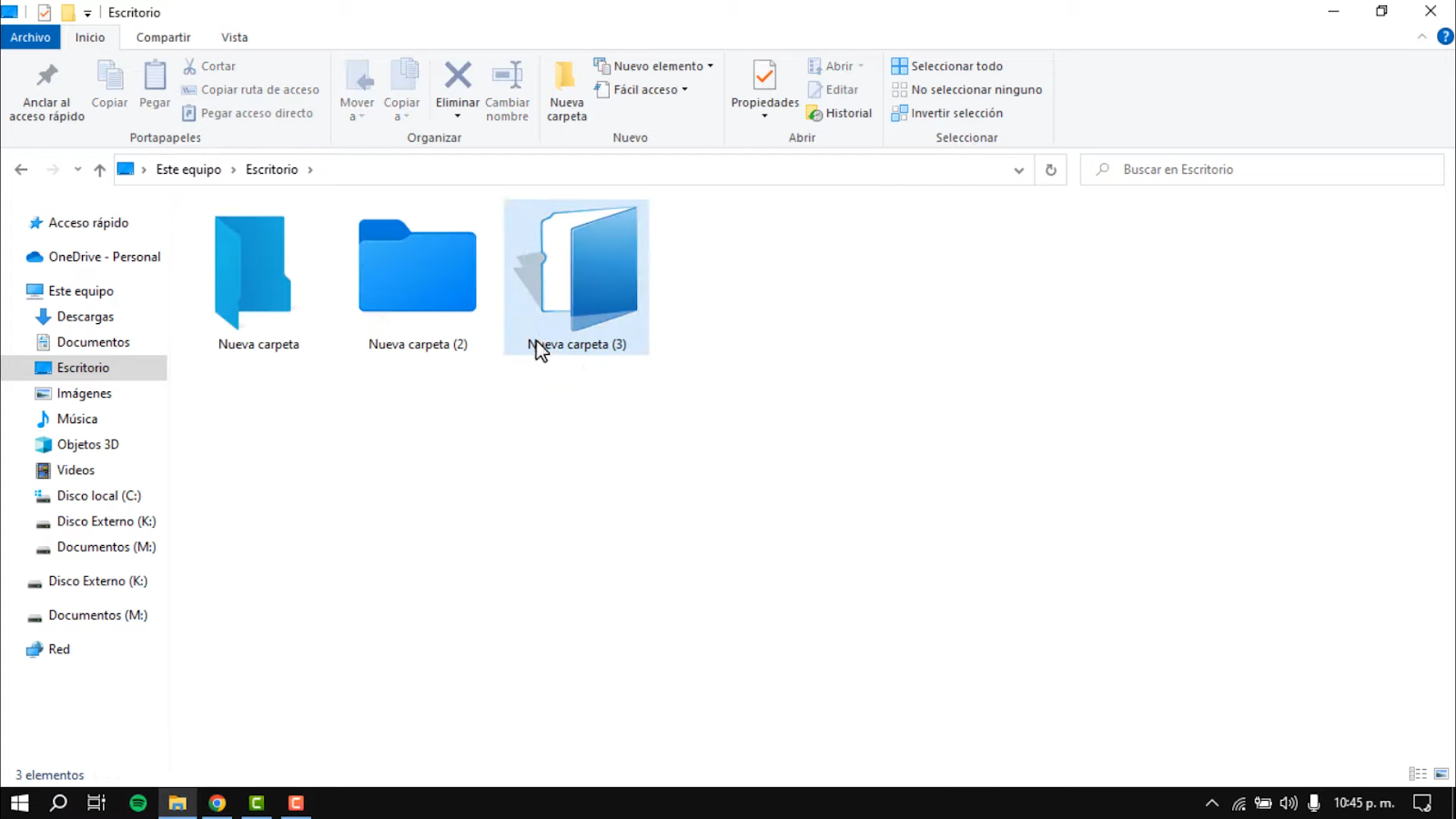 Opciones de personalización de carpetas